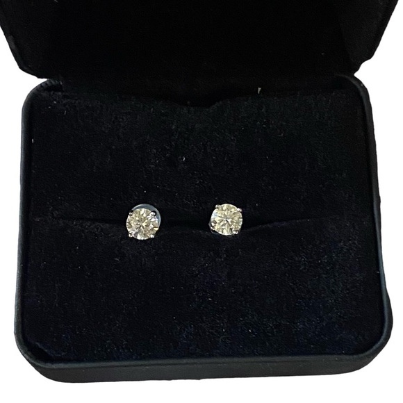 1 Karat Moissanite Stud earrings 1/2 Karat Each Gold Jewelry - Picture 2 of 5